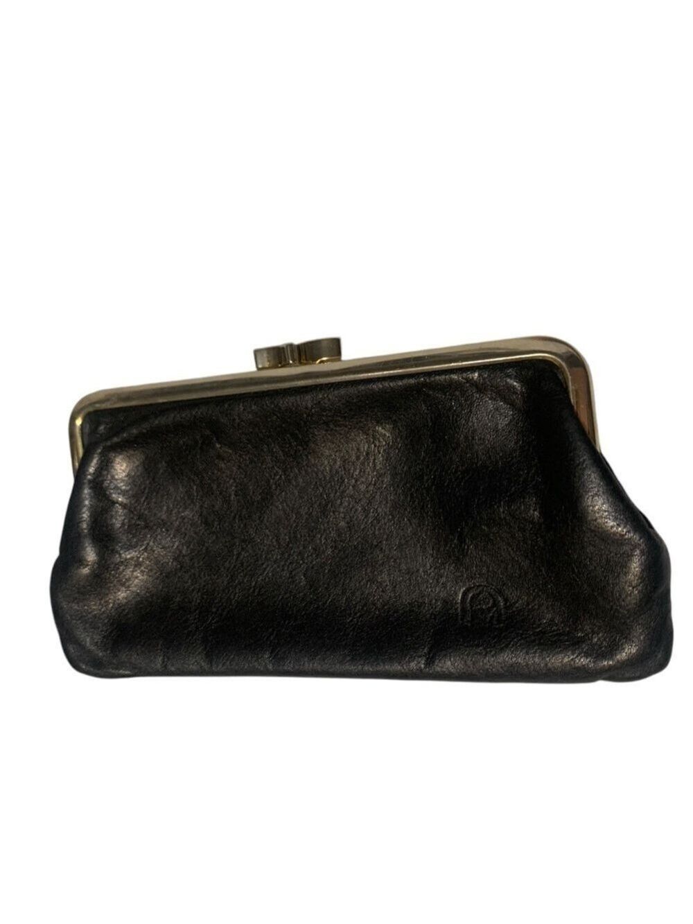 Vintage Kiss Lock Black Leather So Soft Supple Large Wallet Clutch Wristlet Rare